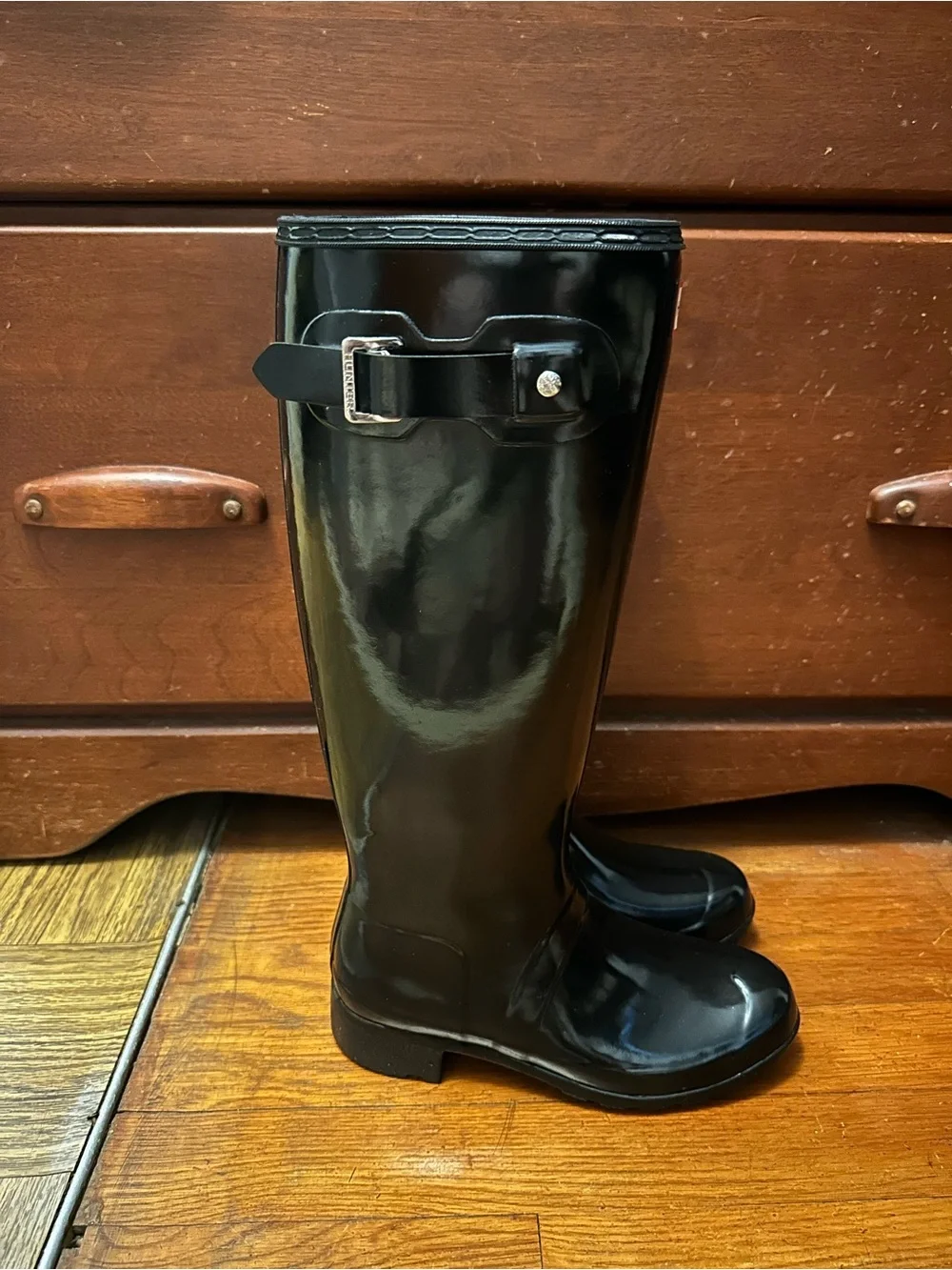 Hunter Tour black tall gloss rain boots